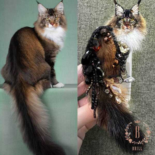 Брошь по фото Мейн-куна