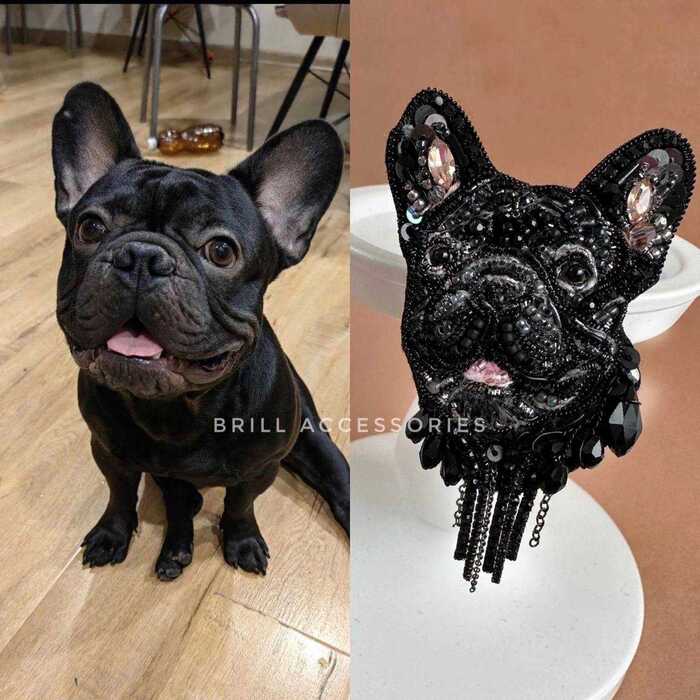 Брошь по фото Французский бульдог