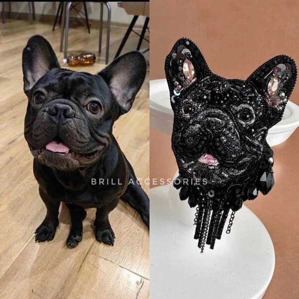Брошь по фото Французский бульдог