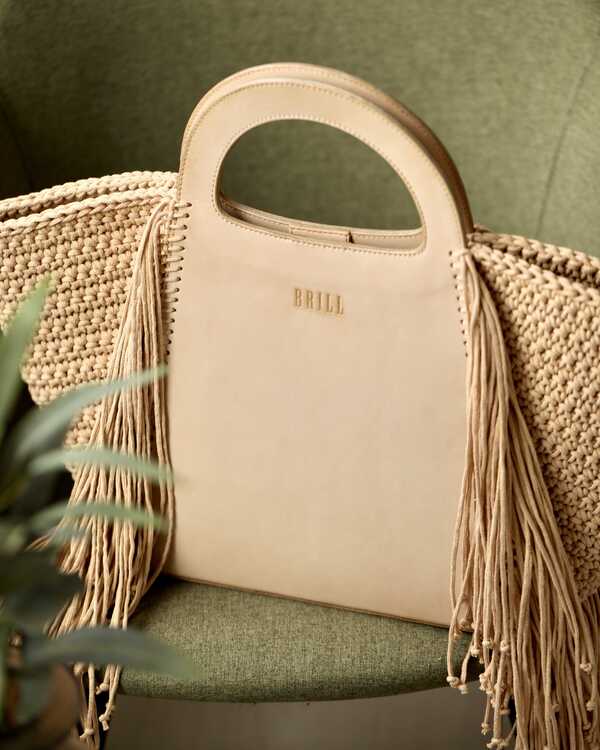 Сумка Ривьера из натуральной кожи в бежевом цвете