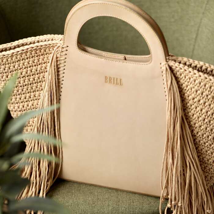 Сумка Ривьера из натуральной кожи в бежевом цвете