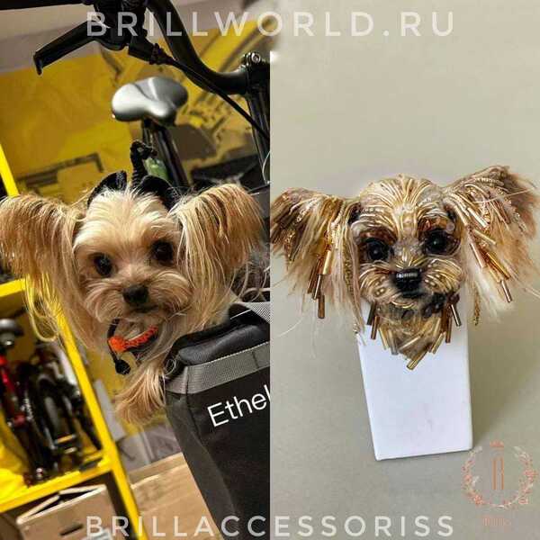 Брошь по фото Йоркширский терьер