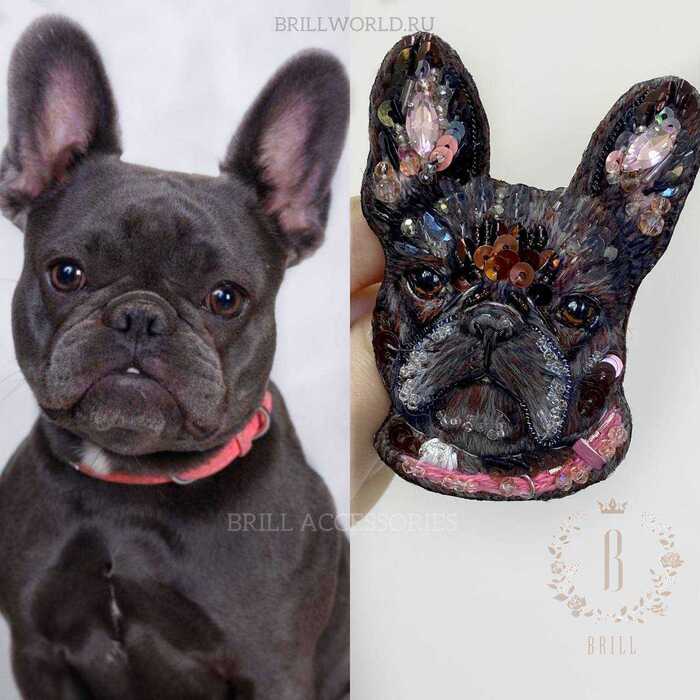 Брошь по фото Французский бульдог