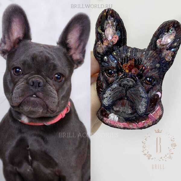 Брошь по фото Французский бульдог
