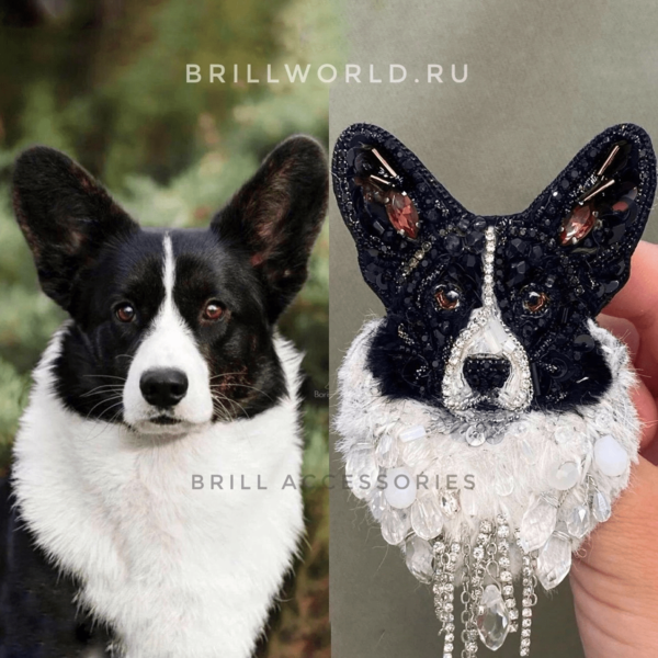 Брошь по фото Корги