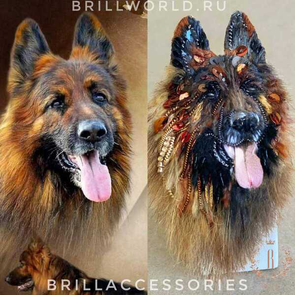 Брошь по фото Овчарка