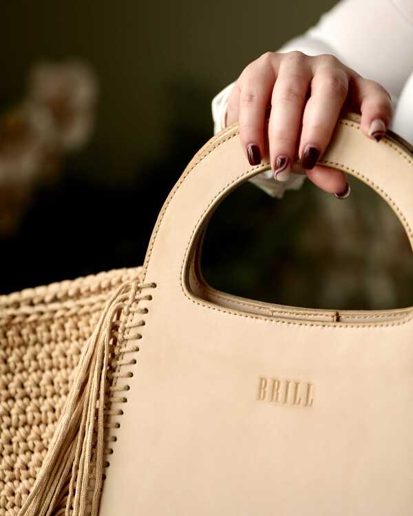 Сумка Ривьера из натуральной кожи в бежевом цвете