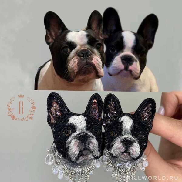 Брошь по фото Французский бульдог