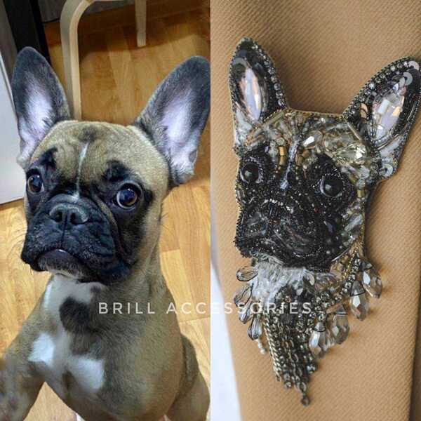Брошь по фото Французский бульдог