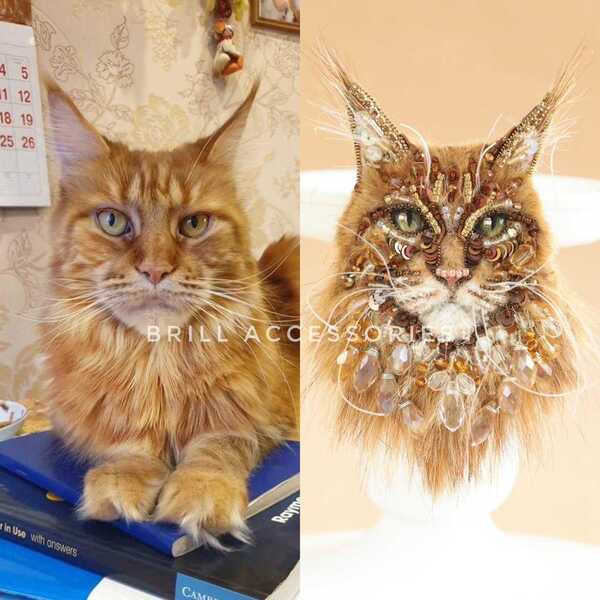 Брошь по фото Мейн-куна