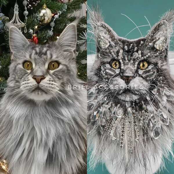 Брошь по фото Мейн-куна