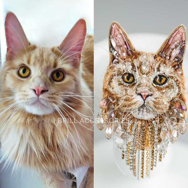 Брошь по фото Мейн-куна