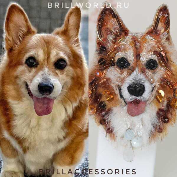 Брошь по фото Корги