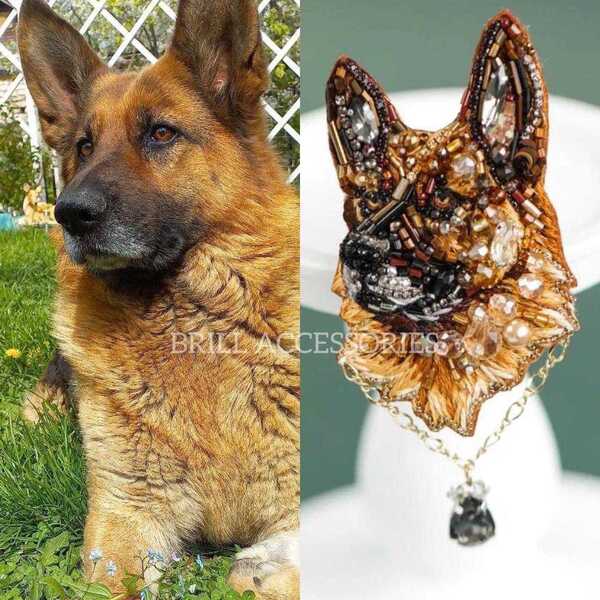 Брошь по фото Овчарка