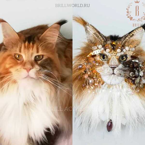 Брошь по фото Мейн-куна