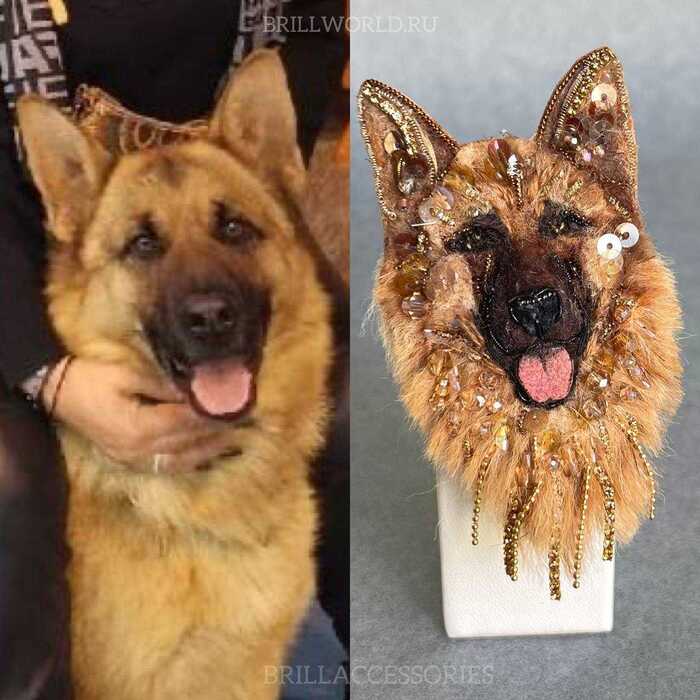 Брошь по фото Овчарка