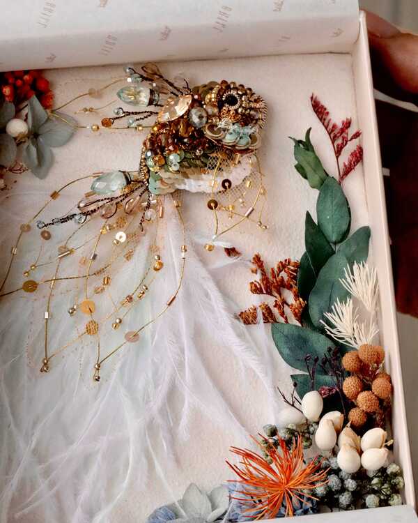 Подарочная коробка с флористическим оформлением