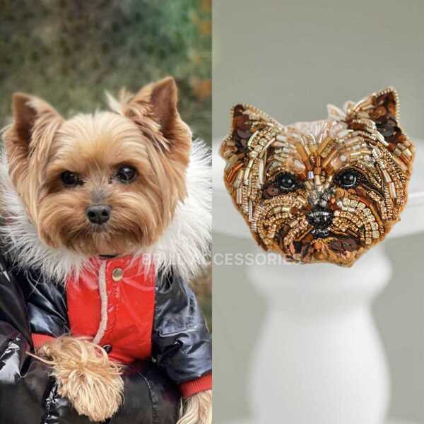 Брошь по фото Йоркширский терьер