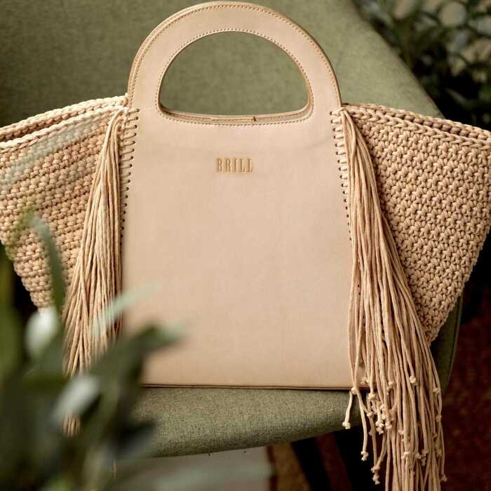 Сумка Ривьера из натуральной кожи в бежевом цвете