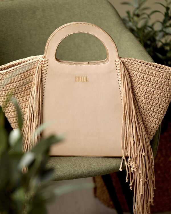 Сумка Ривьера из натуральной кожи в бежевом цвете