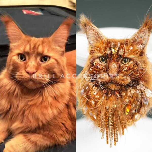 Брошь по фото Мейн-куна