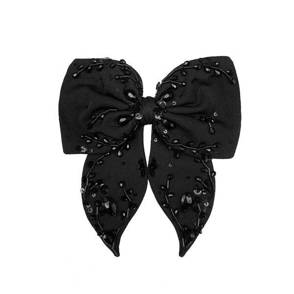 Бант "Мальва" черный с макси вышивкой