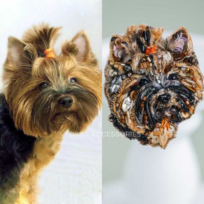 Брошь по фото Йоркширский терьер