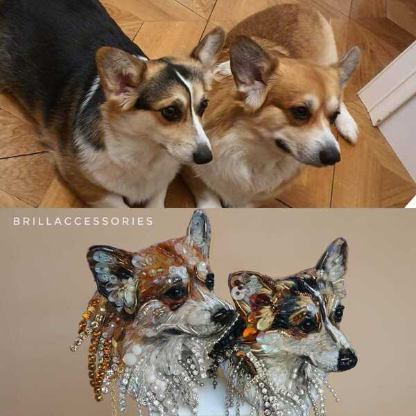 Брошь по фото Корги