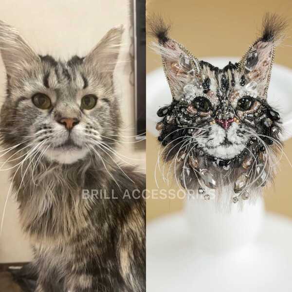 Брошь по фото Мейн-куна