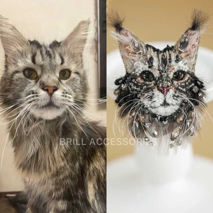 Брошь по фото Мейн-куна