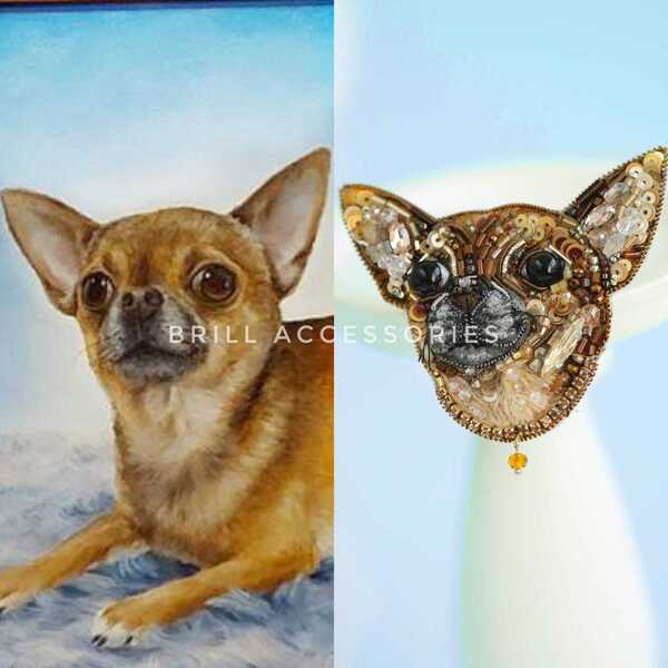 Брошь по фото Чихуахуа