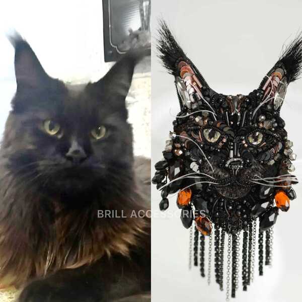 Брошь по фото Мейн-куна