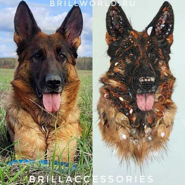 Брошь по фото Овчарка