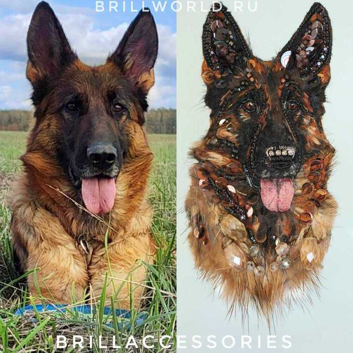 Брошь по фото Овчарка