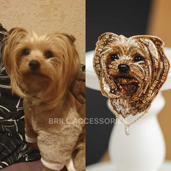 Брошь по фото Йоркширский терьер