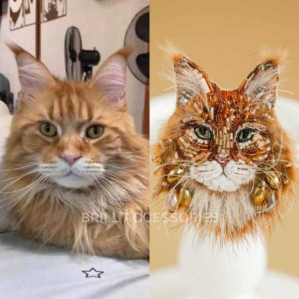 Брошь по фото Мейн-куна