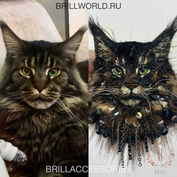 Брошь по фото Мейн-куна