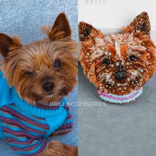 Брошь по фото Йоркширский терьер