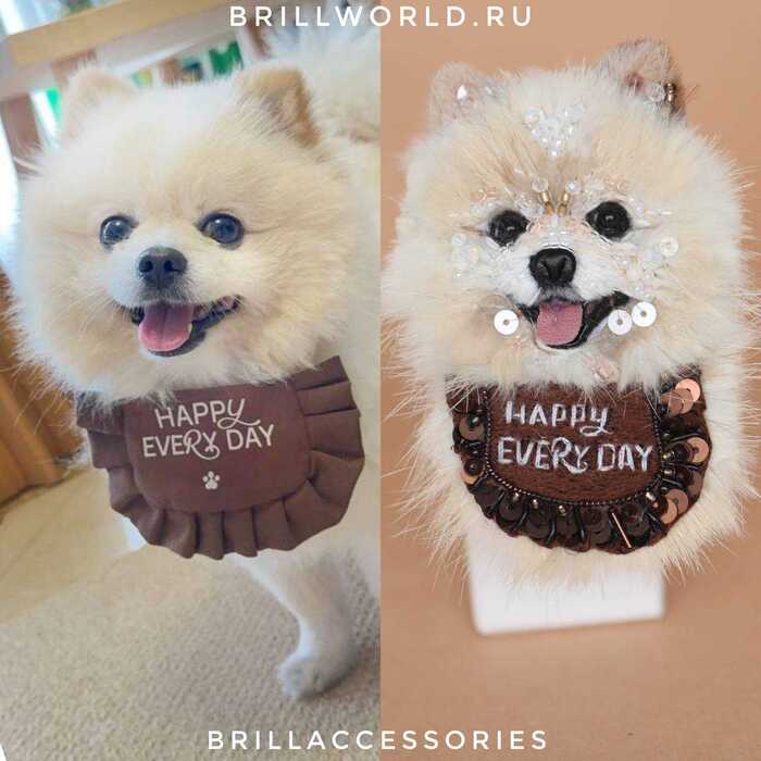 Брошь по фото Шпиц