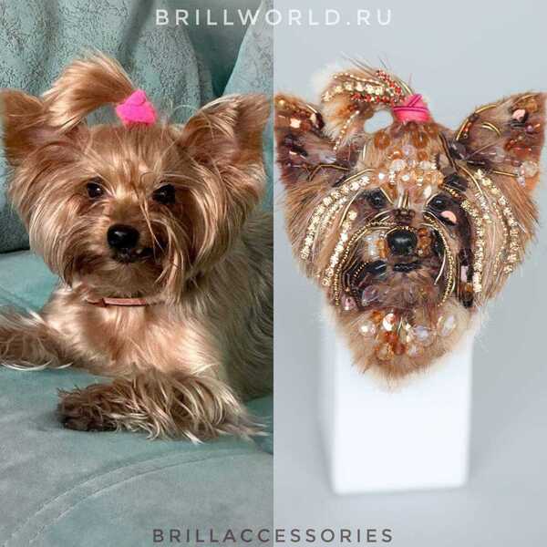 Брошь по фото Йоркширский терьер