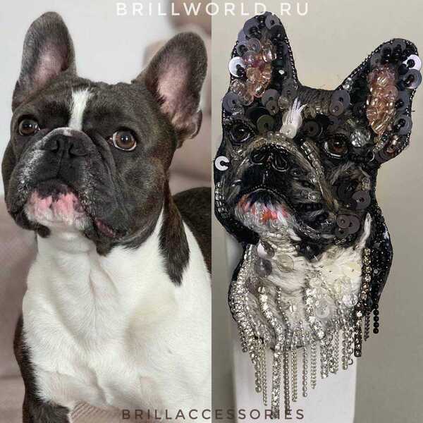 Брошь по фото Французский бульдог