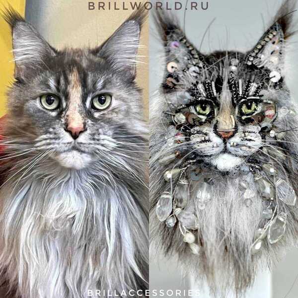 Брошь по фото Мейн-куна