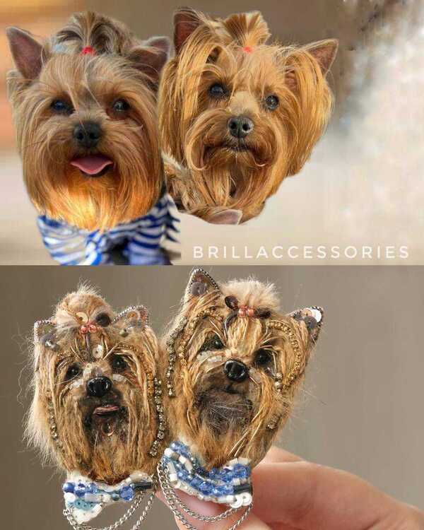 Брошь по фото Йоркширский терьер