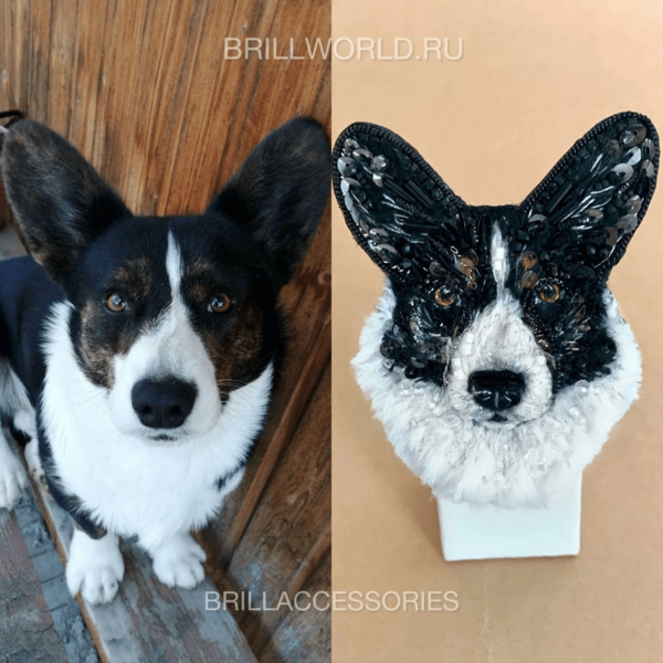 Брошь по фото Корги