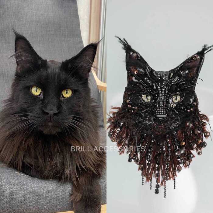 Брошь по фото Мейн-куна