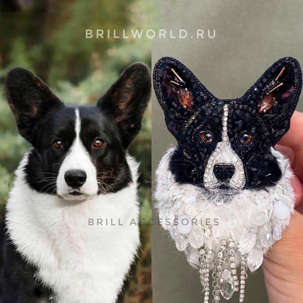 Брошь по фото Корги