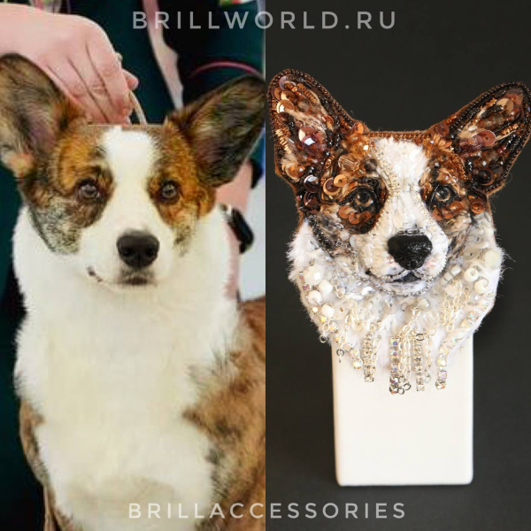 Брошь по фото Корги