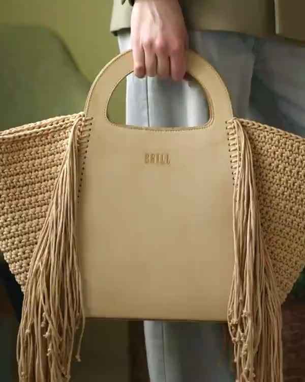 Сумка Ривьера из натуральной кожи в бежевом цвете